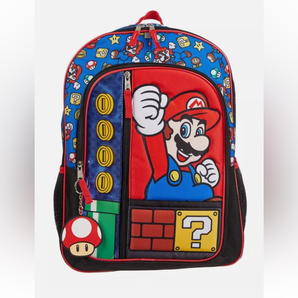 Super Mario Kids Backpack - NEW - 16” - Red and Blue